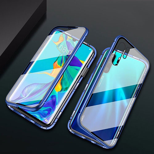 Luxury Aluminum Metal Frame Mirror Cover Case M02 for Huawei P30 Pro New Edition Blue