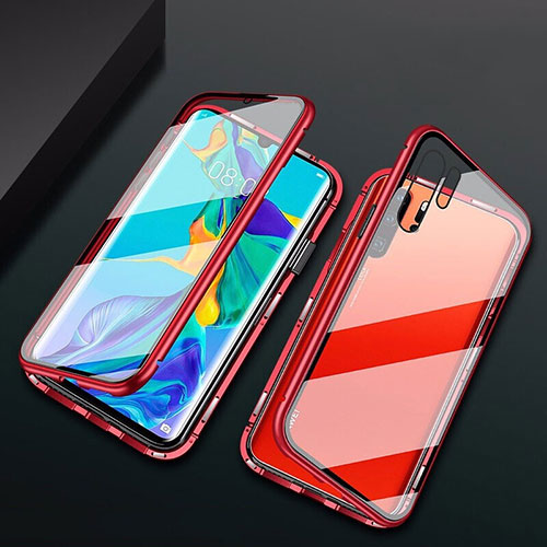 Luxury Aluminum Metal Frame Mirror Cover Case M02 for Huawei P30 Pro Red