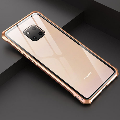 Luxury Aluminum Metal Frame Mirror Cover Case M03 for Huawei Mate 20 Pro Gold