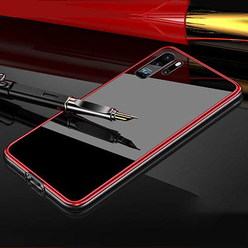 Luxury Aluminum Metal Frame Mirror Cover Case M03 for Huawei P30 Pro New Edition Red