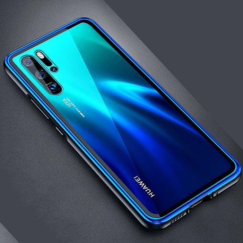 Luxury Aluminum Metal Frame Mirror Cover Case M04 for Huawei P30 Pro Blue