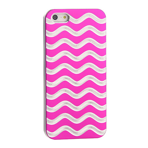 Luxury Aluminum Metal Wave Case for Apple iPhone 5S Hot Pink