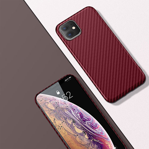 Luxury Carbon Fiber Twill Soft Case Cover for Apple iPhone 11 Red