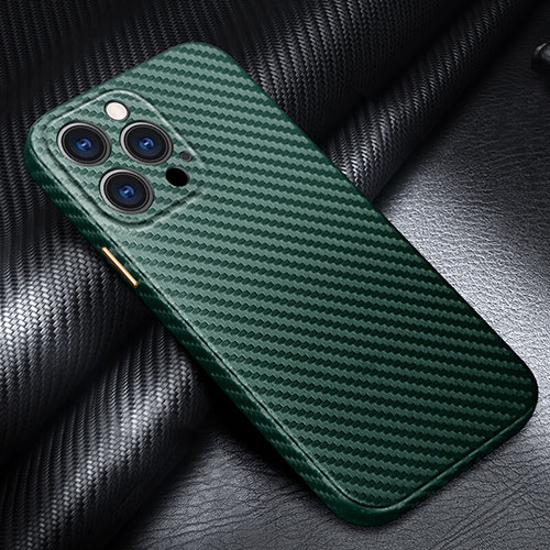 Luxury Carbon Fiber Twill Soft Case Cover for Apple iPhone 13 Pro Green