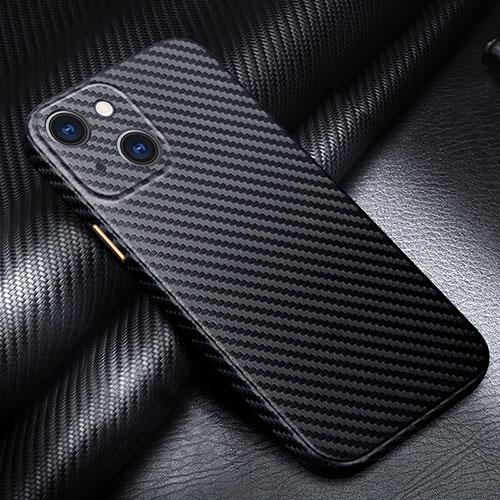 Luxury Carbon Fiber Twill Soft Case Cover for Apple iPhone 14 Black