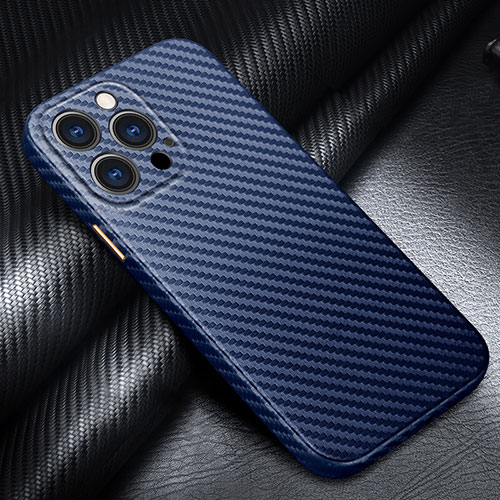 Luxury Carbon Fiber Twill Soft Case Cover for Apple iPhone 15 Pro Blue
