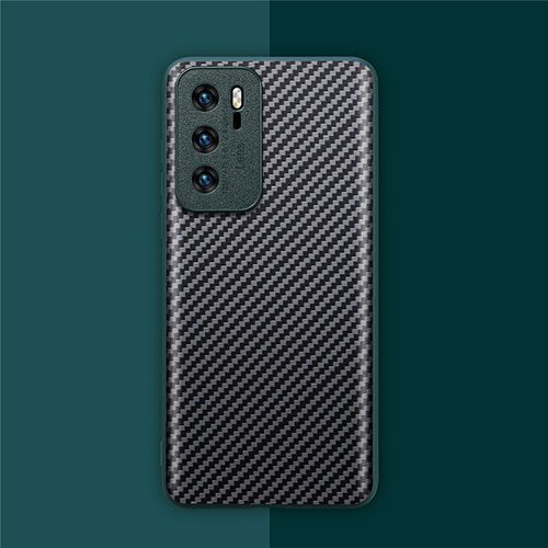 Luxury Carbon Fiber Twill Soft Case Cover for Huawei P40 Cyan