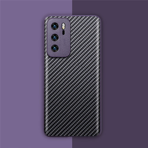 Luxury Carbon Fiber Twill Soft Case Cover for Huawei P40 Purple