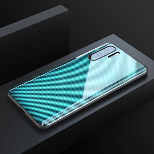 Luxury Carbon Fiber Twill Soft Case T01 for Huawei P30 Pro New Edition Cyan