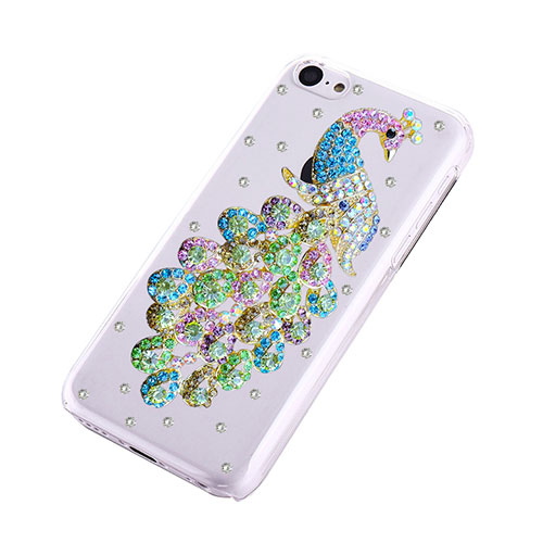 Luxury Diamond Bling Peacock Hard Rigid Case Cover for Apple iPhone 5C Green