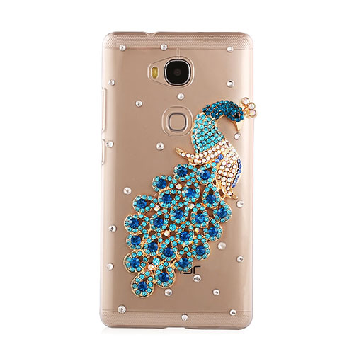 Luxury Diamond Bling Peacock Hard Rigid Case Cover for Huawei GR5 Blue