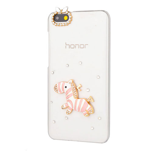 Luxury Diamond Bling Zebra Hard Rigid Case Cover for Huawei Honor 4X Pink