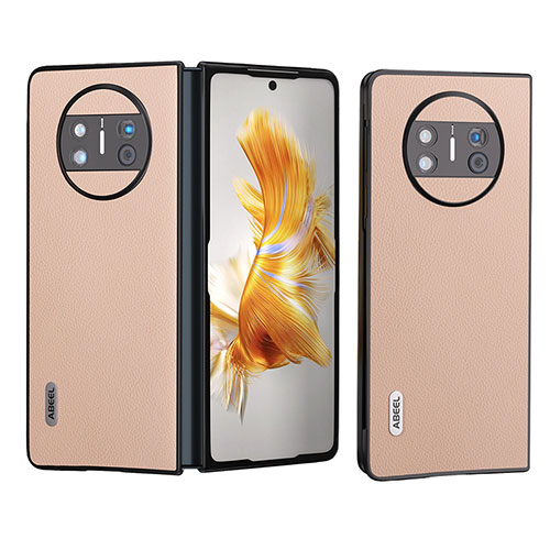Luxury Leather Matte Finish and Plastic Back Cover Case B08H for Huawei Mate X5 Gold