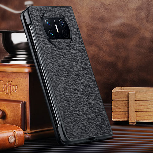 Luxury Leather Matte Finish and Plastic Back Cover Case DL1 for Huawei Mate X5 Black