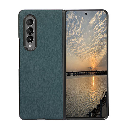 Luxury Leather Matte Finish and Plastic Back Cover Case R08 for Samsung Galaxy Z Fold4 5G Green