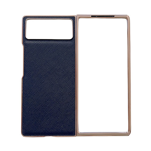 Luxury Leather Matte Finish and Plastic Back Cover Case S01 for Xiaomi Mix Fold 2 5G Blue