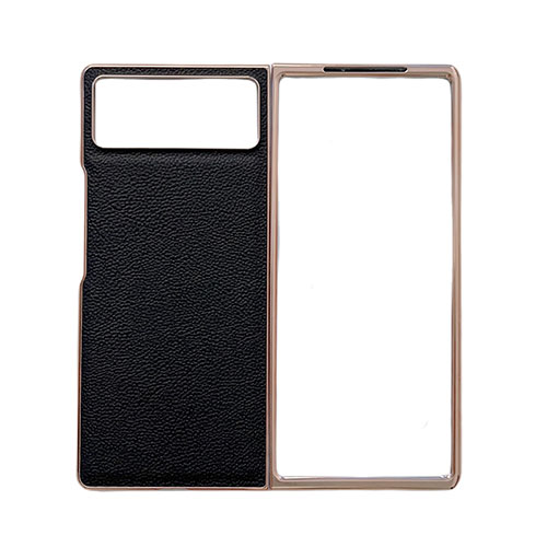 Luxury Leather Matte Finish and Plastic Back Cover Case S02 for Xiaomi Mix Fold 2 5G Black