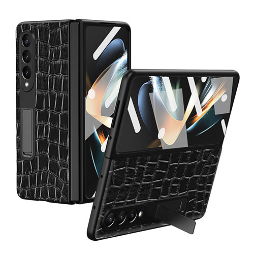 Luxury Leather Matte Finish and Plastic Back Cover Case T01 for Samsung Galaxy Z Fold3 5G Mixed