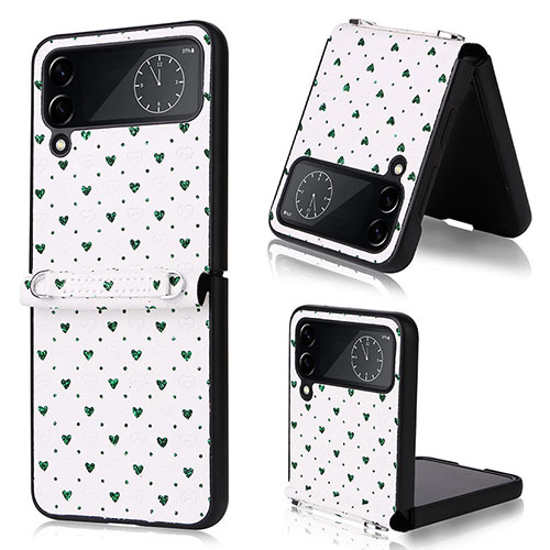 Luxury Leather Matte Finish and Plastic Back Cover Case T06 for Samsung Galaxy Z Flip4 5G Green