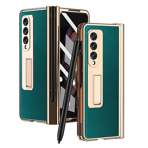 Luxury Leather Matte Finish and Plastic Back Cover Case ZL5 for Samsung Galaxy Z Fold4 5G Green