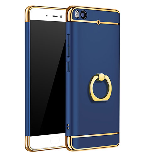 Luxury Metal Frame and Plastic Back Case with Finger Ring Stand for Xiaomi Mi 5S Blue