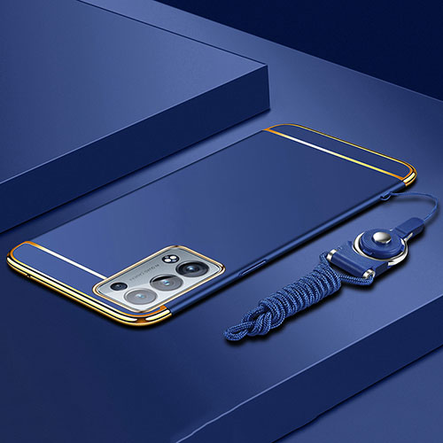 Luxury Metal Frame and Plastic Back Cover Case for Oppo Reno6 Pro 5G Blue