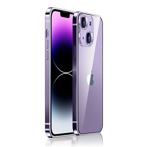 Luxury Metal Frame and Plastic Back Cover Case JB1 for Apple iPhone 14 Plus Purple