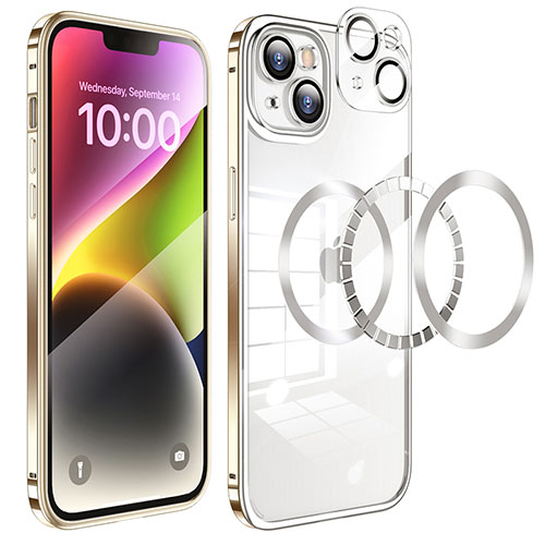 Luxury Metal Frame and Plastic Back Cover Case LF5 for Apple iPhone 14 Gold