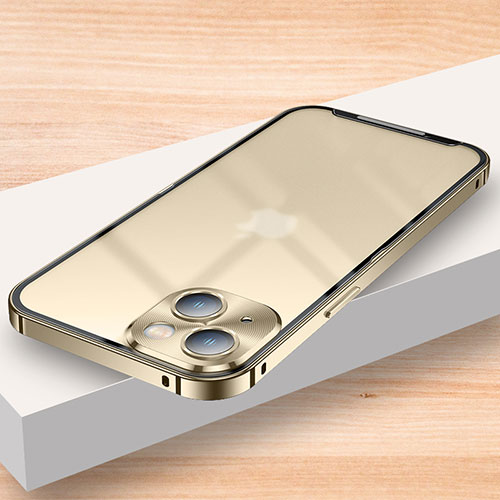Luxury Metal Frame and Plastic Back Cover Case LK2 for Apple iPhone 13 Gold