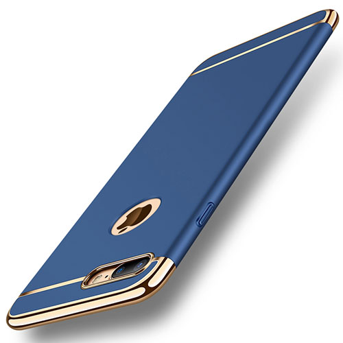 Luxury Metal Frame and Plastic Back Cover Case M01 for Apple iPhone 8 Plus Blue