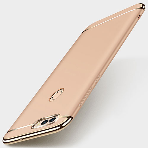Luxury Metal Frame and Plastic Back Cover Case M01 for Huawei Enjoy 7S Gold