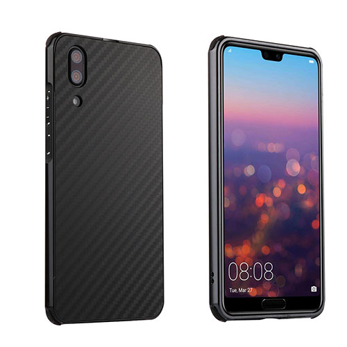 Luxury Metal Frame and Plastic Back Cover Case M01 for Huawei P20 Black