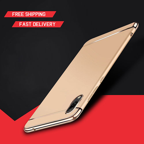 Luxury Metal Frame and Plastic Back Cover Case M01 for Huawei Y7 (2019) Gold