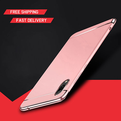 Luxury Metal Frame and Plastic Back Cover Case M01 for Huawei Y7 Pro (2019) Rose Gold