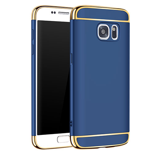 Luxury Metal Frame and Plastic Back Cover Case M01 for Samsung Galaxy S7 G930F G930FD Blue