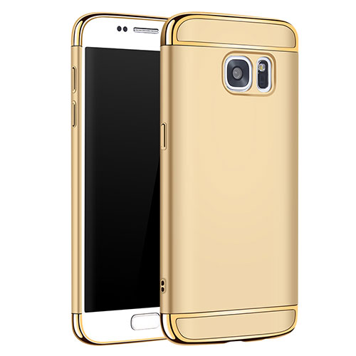 Luxury Metal Frame and Plastic Back Cover Case M01 for Samsung Galaxy S7 G930F G930FD Gold