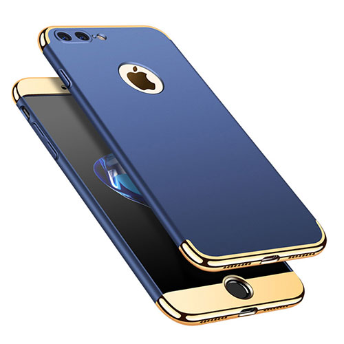 Luxury Metal Frame and Plastic Back Cover Case M02 for Apple iPhone 8 Plus Blue