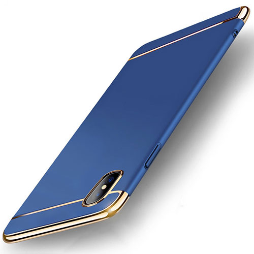 Luxury Metal Frame and Plastic Back Cover Case M05 for Apple iPhone X Blue