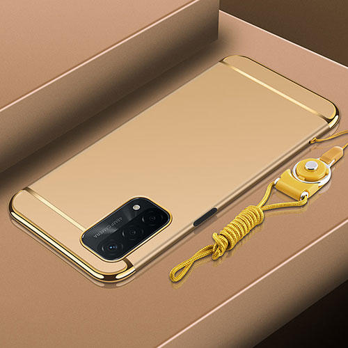 Luxury Metal Frame and Plastic Back Cover Case P01 for Oppo A54 5G Gold