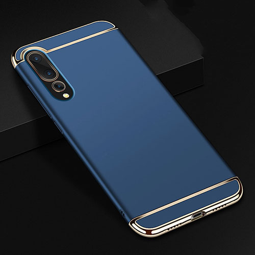 Luxury Metal Frame and Plastic Back Cover Case T01 for Huawei P20 Pro Blue