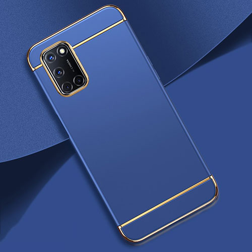 Luxury Metal Frame and Plastic Back Cover Case T01 for Oppo A72 Blue
