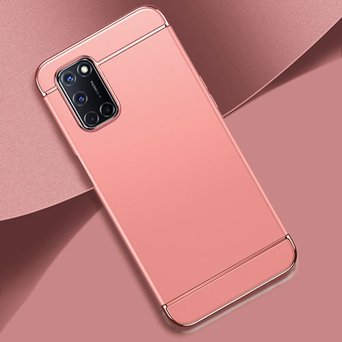 Luxury Metal Frame and Plastic Back Cover Case T01 for Oppo A92 Rose Gold