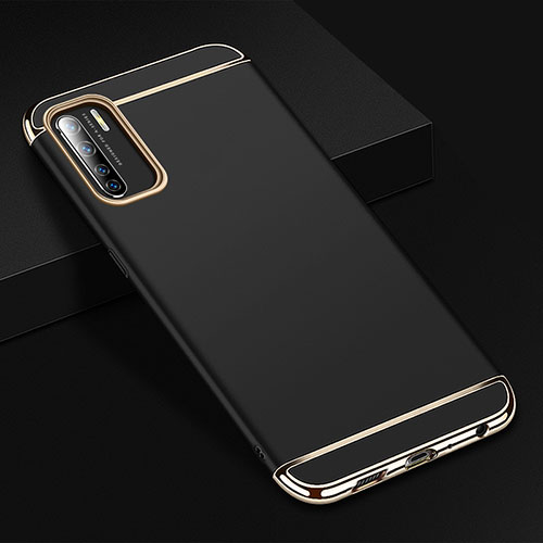 Luxury Metal Frame and Plastic Back Cover Case T02 for Oppo K7 5G Black