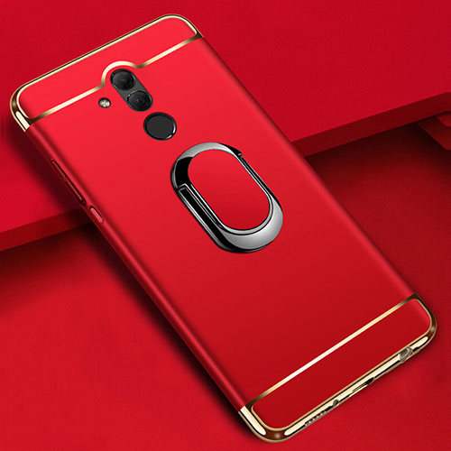 Luxury Metal Frame and Plastic Back Cover Case with Finger Ring Stand A01 for Huawei Mate 20 Lite Red