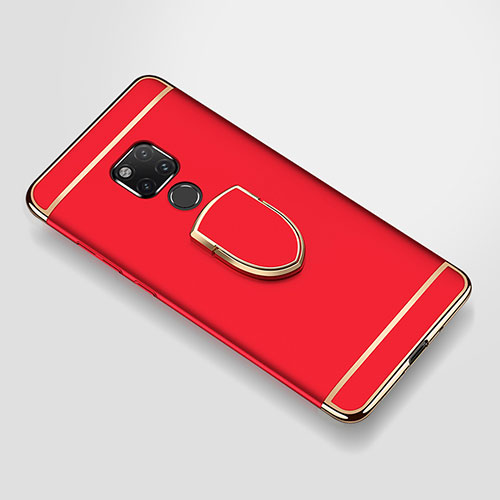 Luxury Metal Frame and Plastic Back Cover Case with Finger Ring Stand A01 for Huawei Mate 20 X 5G Red