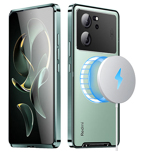 Luxury Metal Frame and Plastic Back Cover Case with Mag-Safe Magnetic LK1 for Xiaomi Mi 13T Pro 5G Green