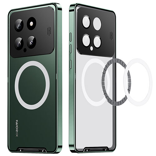 Luxury Metal Frame and Plastic Back Cover Case with Mag-Safe Magnetic LK1 for Xiaomi Mi 14 5G Green