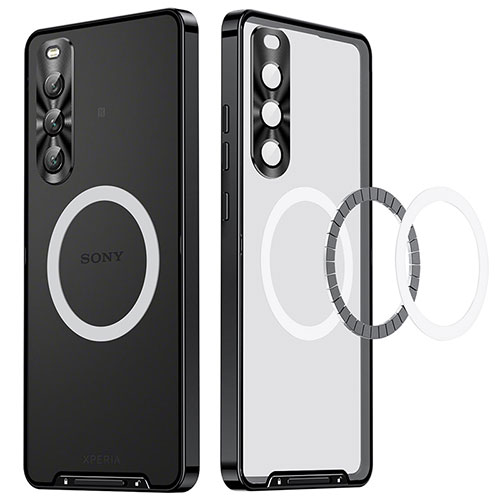Luxury Metal Frame and Plastic Back Cover Case with Mag-Safe Magnetic LK2 for Sony Xperia 10 V Black