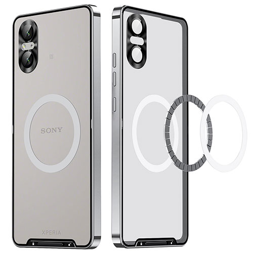 Luxury Metal Frame and Plastic Back Cover Case with Mag-Safe Magnetic LK2 for Sony Xperia 5 V Silver