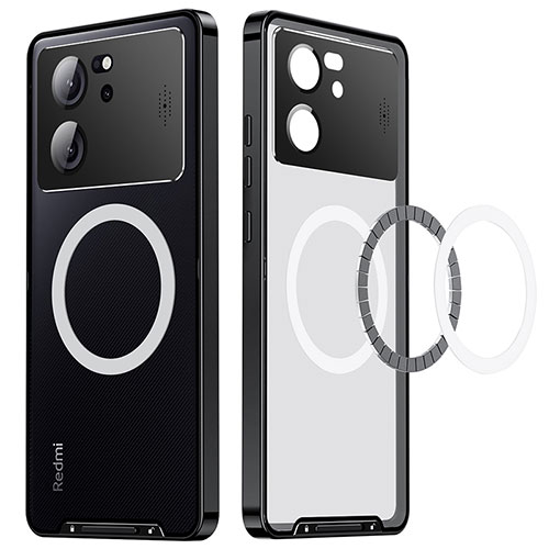Luxury Metal Frame and Plastic Back Cover Case with Mag-Safe Magnetic LK3 for Xiaomi Mi 13T Pro 5G Black